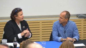 Dr Jann Karp with Journalist Peter Greste at the University of Wollongong, September 2015